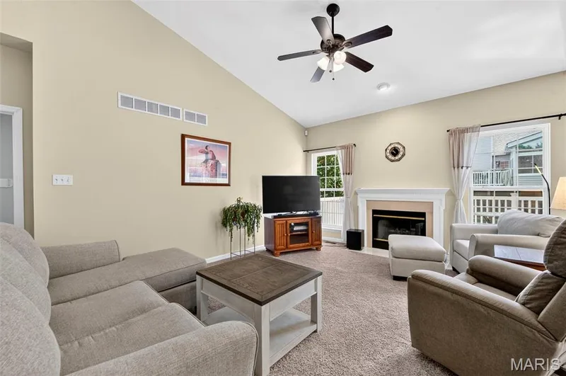 Vaulted with Ceiling Fan & Gas Fireplace — 18 Eagle Bluff Lane, St Charles, MO 63303