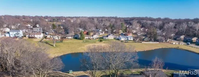 Arial view of just one of the 3 stocked fishing lakes located within the Park Charles South Subdivision community. — 39 Park Charles Boulevard S #D, St Peters, MO 63376