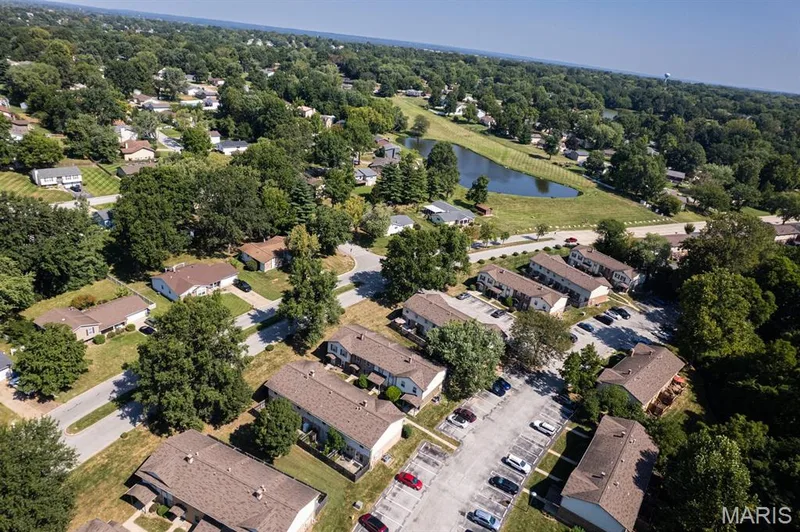 Aerial view to give an idea of the short walking distance to fishing lake — 39 Park Charles Boulevard S #D, St Peters, MO 63376