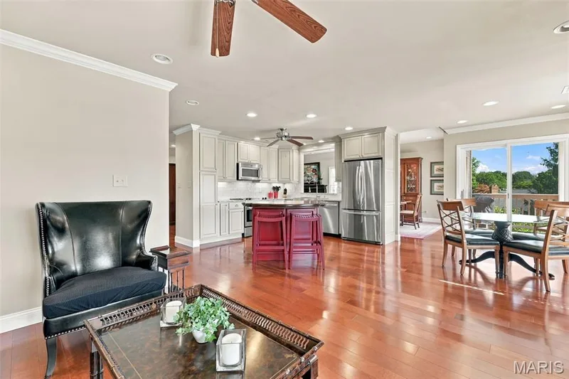 Kitchen opens to family room that was origianlly a 3rd bedroom. — 208 Ambridge Court #303, Chesterfield, MO 63017