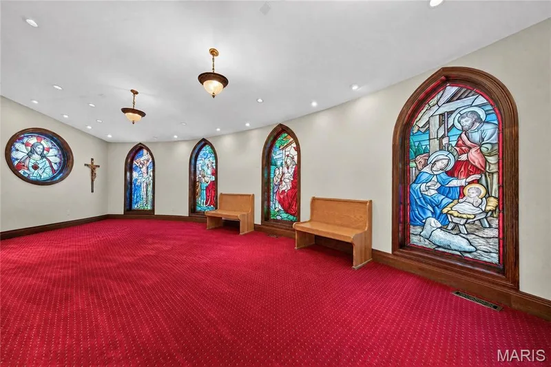Private chapel with custom stained glass windows — 7 Hillside Court, Wentzville, MO 63385