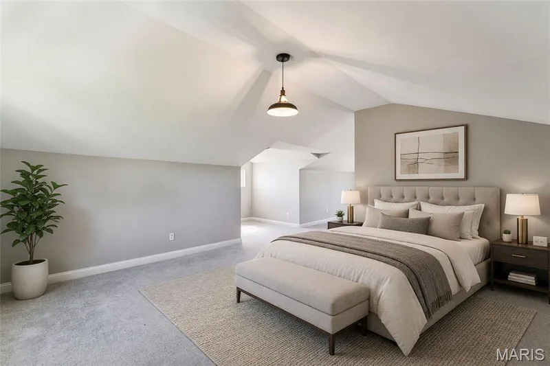 Vaulted ceiling with pendant lighting — 435 Highway T, Foristell, MO 63348