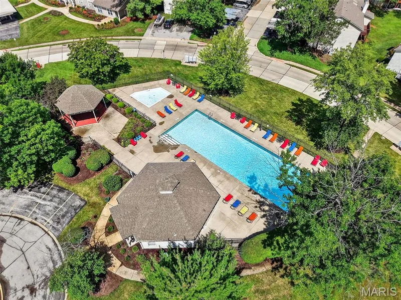 Aerial View of the Neighborhood Pool — 74 Sugar Glen Court #6, St Peters, MO 63376