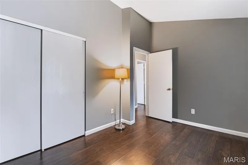 Dark wood-finish flooring with white trim — 1314 Warrior Song Way, O'Fallon, MO 63366