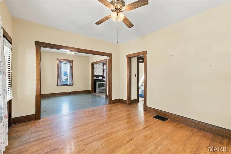 Living room with wood floors — 201 Perry Street, St Charles, MO 63301