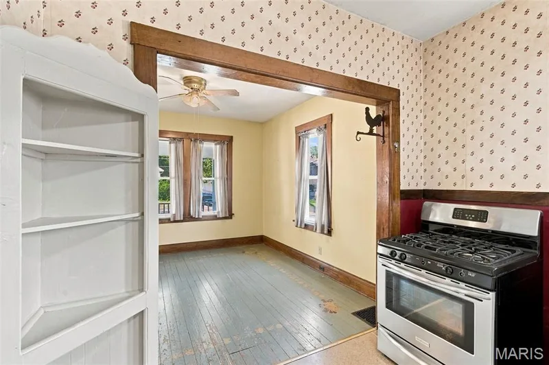 Kirchen with SS gas stove and new SS fridge — 201 Perry Street, St Charles, MO 63301