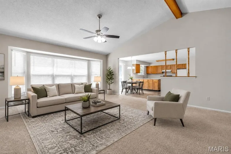 Greatroom virtually staged — 882 Sara Beth Court, St Peters, MO 63376