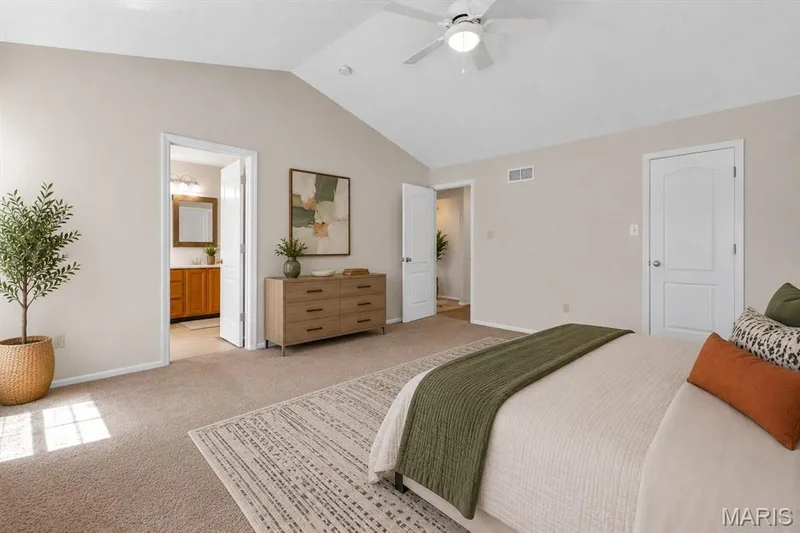 Primary bedroom virtually staged — 882 Sara Beth Court, St Peters, MO 63376