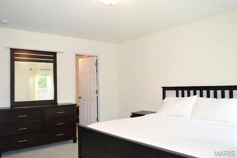 Neutral wall tones, carpeted flooring, and a flush-mount ceiling light fixture — 157 Day Lily Lane, Wentzville, MO 63385