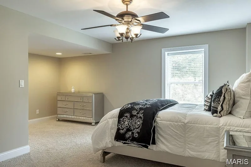 Bedroom #5 in lower level with en-suite bathroom — 4231 Towers Road, St Charles, MO 63304