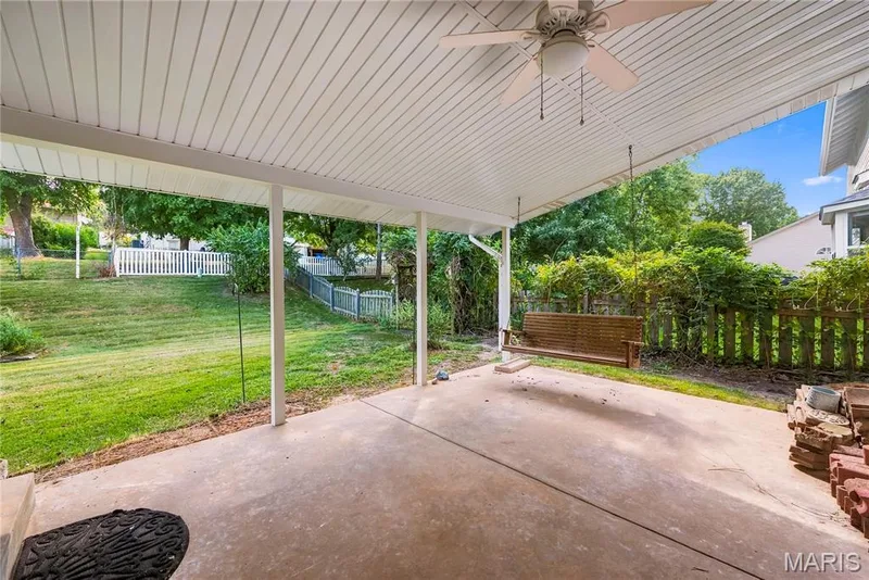 Covered Rear Patio with Ceiling Fan & Light! — 1278 Stephenridge Drive, St Charles, MO 63304