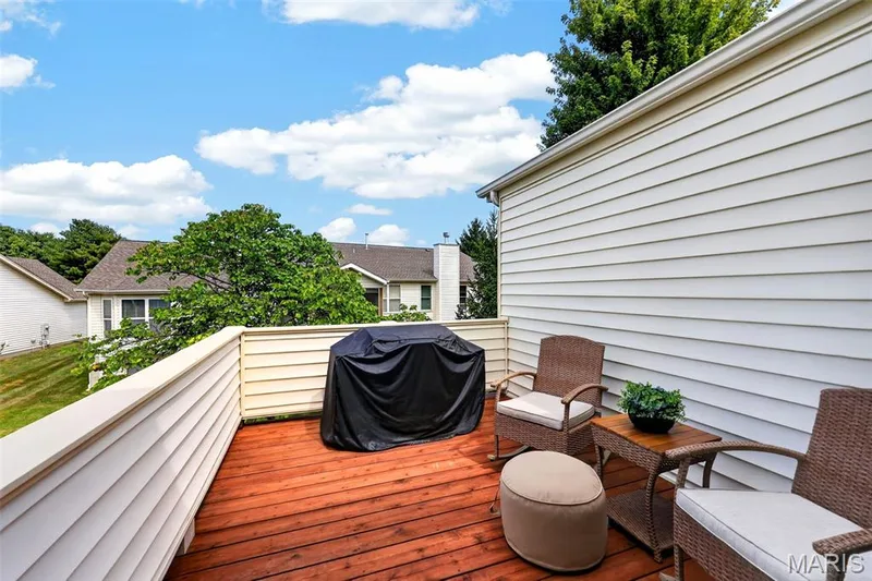 This deck is off the dining room area, and kitchen. — 14737 Ladue Bluffs Crossing Drive, Chesterfield, MO 63017