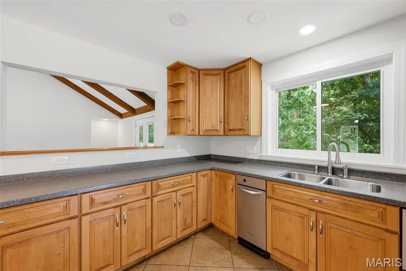 Kitchen with view through to the living area. — 18409 Woodland Meadows Drive, Wildwood, MO 63038