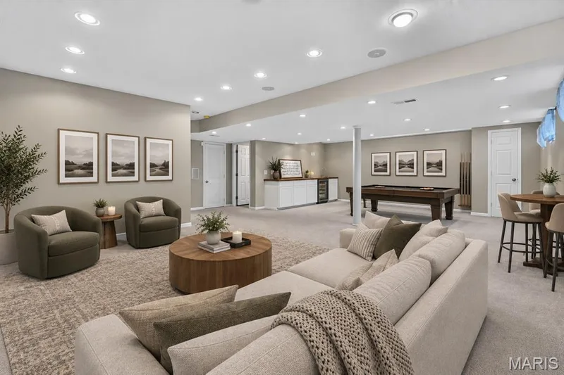 Virtually Staged Rec Room in Basement — 708 Brook Manor Court, Lake St. Louis, MO 63367