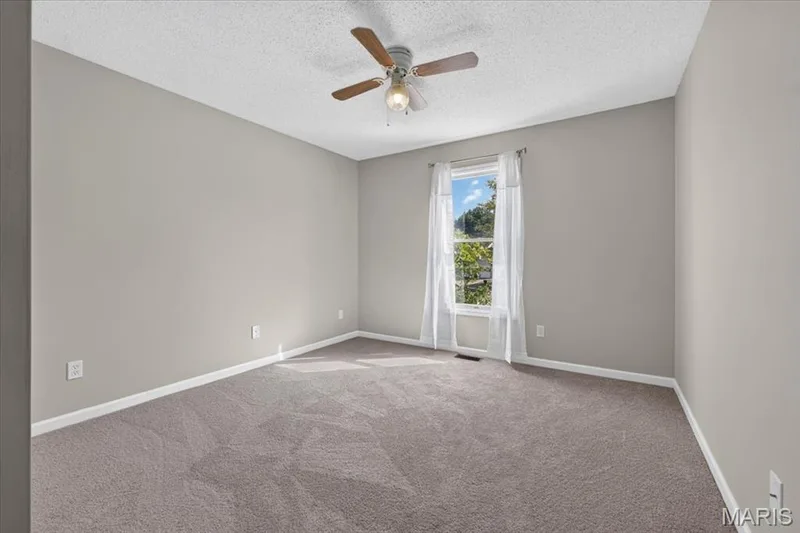 Neutral wall tones, ceiling fan, carpet flooring, and white trim — 89 Gregory Court, Wentzville, MO 63385