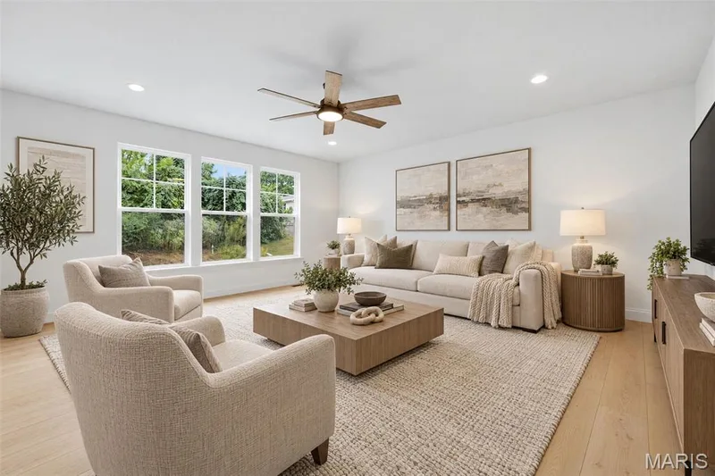 Great Room shown with Virtual Staging — 547 Ryehill Drive, St Peters, MO 63376