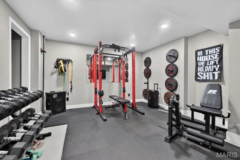 gym, nook of gym used currenty as "safe room" — 512 Spruce Hollow Court, Wentzville, MO 63385