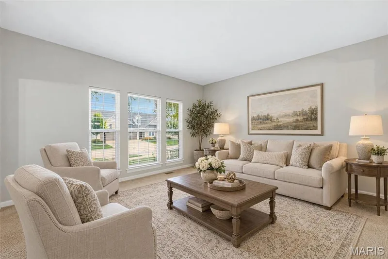 Virtually Staged Photo of the Living Room — 223 Chestnut Hill Drive, O'Fallon, MO 63368