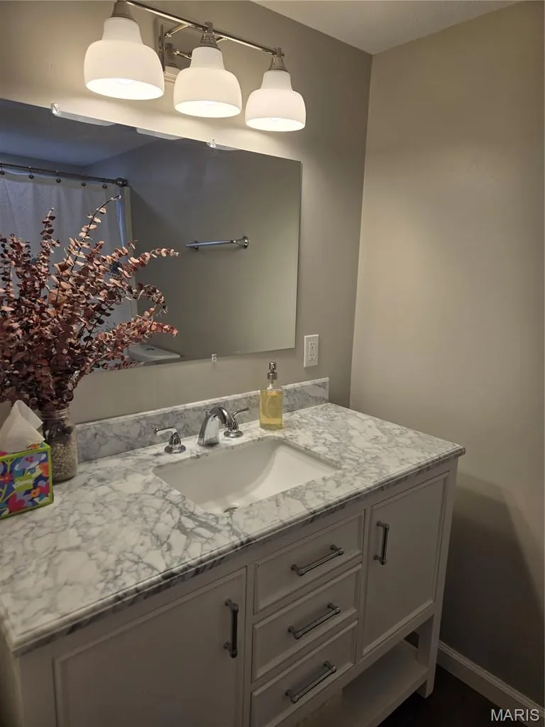 Vanity in lower level bathroom — 266 Savoy Drive, Lake St. Louis, MO 63367