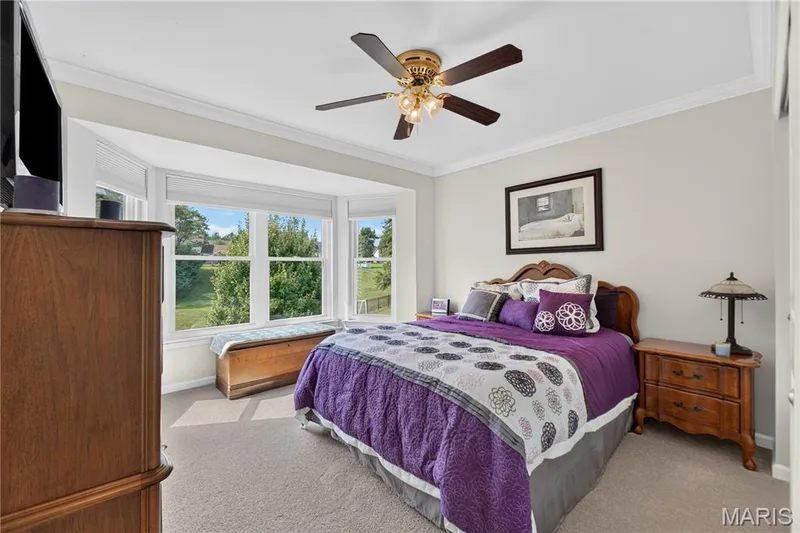 Bedroom two has bay window overlooking backyard and common ground. — 947 Crown Pointe Estates Drive, Wildwood, MO 63021