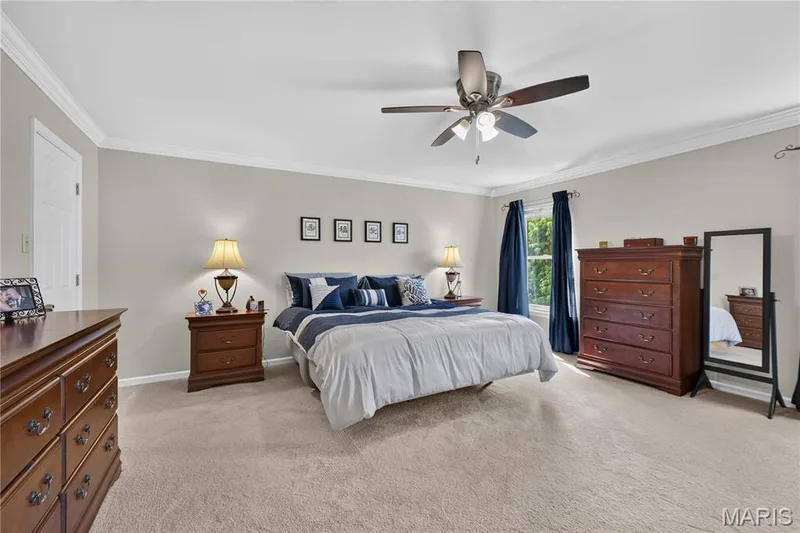 Spacious primary bedroom features luxurious updated  bathroom. — 947 Crown Pointe Estates Drive, Wildwood, MO 63021