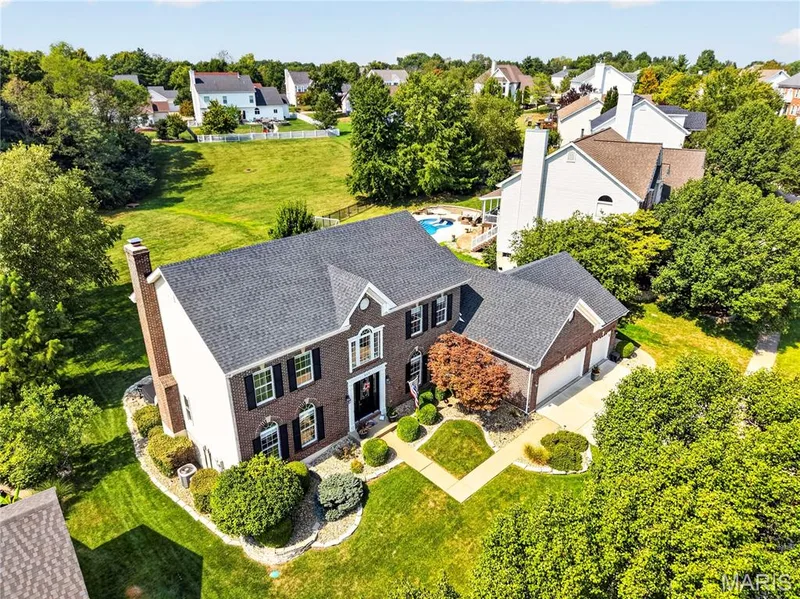 Drone view of front of home. — 947 Crown Pointe Estates Drive, Wildwood, MO 63021