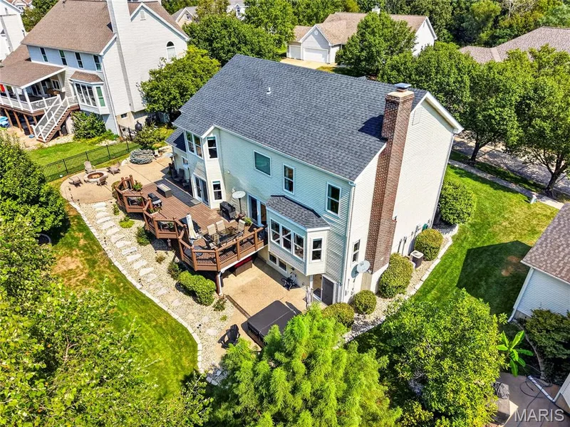 Drone view back of home. — 947 Crown Pointe Estates Drive, Wildwood, MO 63021