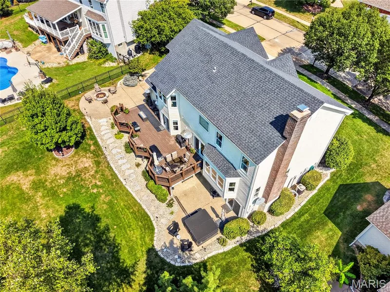 Drone view side of home. — 947 Crown Pointe Estates Drive, Wildwood, MO 63021