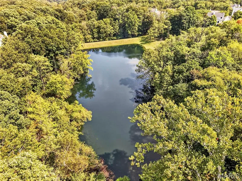 Drone view of subdivision pond. — 947 Crown Pointe Estates Drive, Wildwood, MO 63021