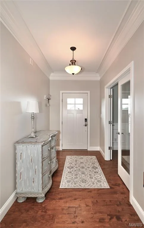Wide entry foyer with french doors into the office. — 412 Cottage Grove Drive, Wentzville, MO 63385