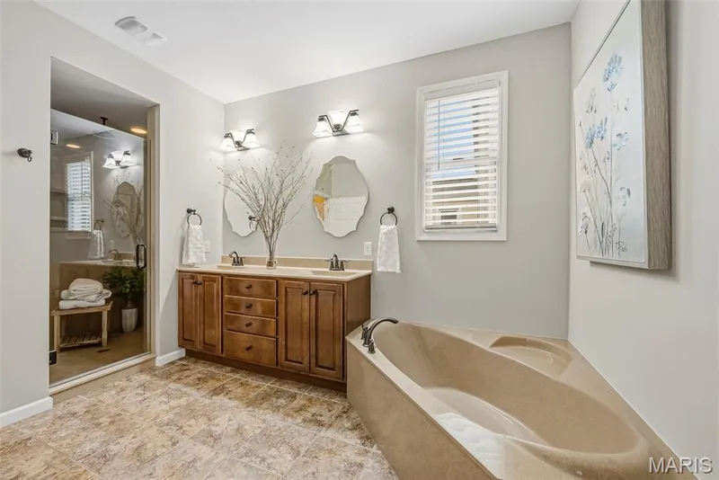 Main Level Primary Bath w/ Large Walk In Shower — 3488 Millington Drive, St Charles, MO 63301