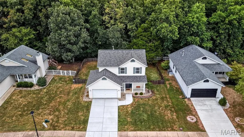 Great aerial shot of the privacy of the backyard. — 1033 Providence Pointe Drive, Wentzville, MO 63385