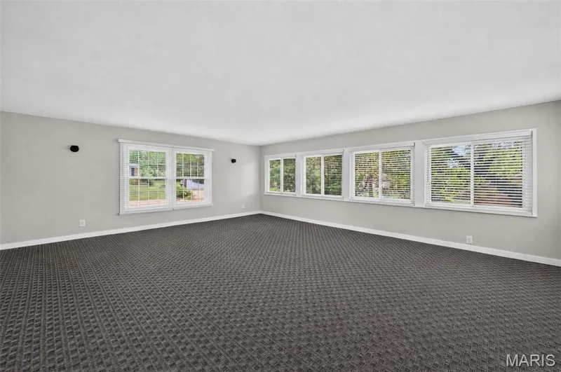 500 square feet expansive interior space with patterned carpeting and multiple windows. — 231 Renaldo Drive, Chesterfield, MO 63017