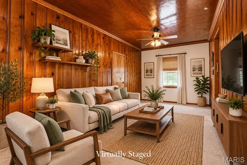 Virtually Staged Family Room off of the Kitchen and Garage - Would also make a nice Home Office or anything your heart desires - Living Room and Family Room on the Main Level of the Home! — 219 Mexico Road, Wentzville, MO 63385