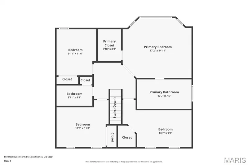 upper level floor plan — 5872 Wellington Farm Drive, St Charles, MO 63304