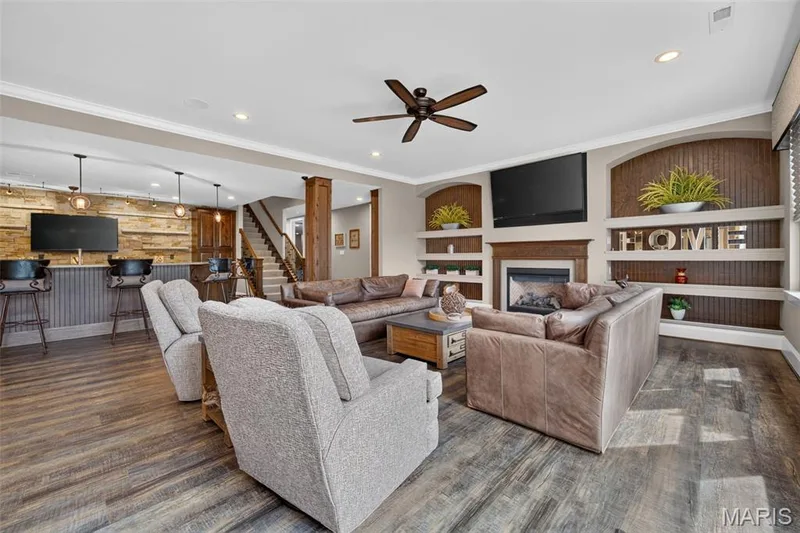 Large lower level rec room area with gas fireplace — 2000 Diehr Road, Wentzville, MO 63385