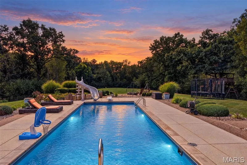 Heated and lighted fiberglass pool with amazing privacy — 2000 Diehr Road, Wentzville, MO 63385