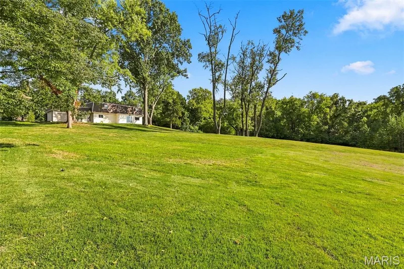 Expansive green space featuring a gentle slope lawn and mature trees — 621 Claymont Estates Drive, Chesterfield, MO 63017