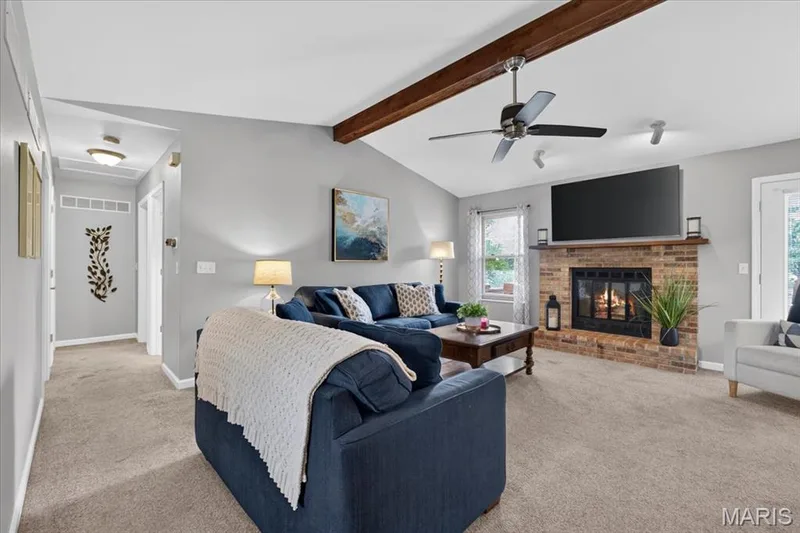 Living Room with gas fireplace — 3037 Valley Vista Drive, St Peters, MO 63376