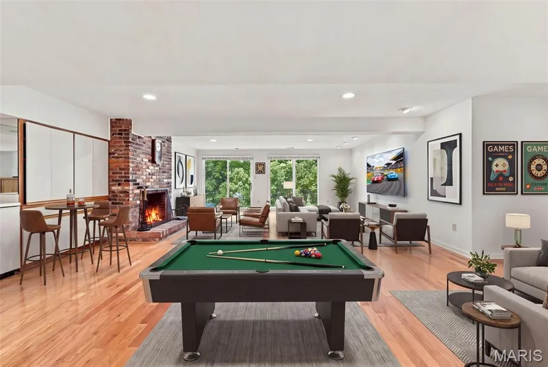 Yes, gleaming hardwoods in the lower level Game/Family Room — 14033 Baywood Villages Drive, Chesterfield, MO 63017