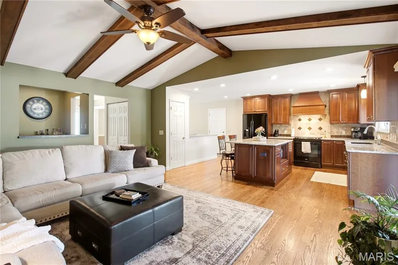 Kitchen is open to the living room — 733 Cedar Glen Drive, Weldon Spring, MO 63304