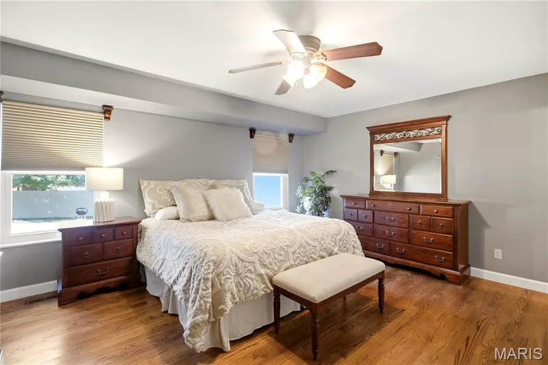 Main bedroom with hard wood floors — 733 Cedar Glen Drive, Weldon Spring, MO 63304