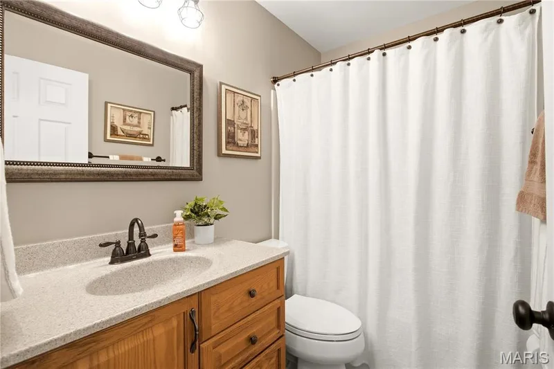 Guest  bath with tub and shower — 733 Cedar Glen Drive, Weldon Spring, MO 63304