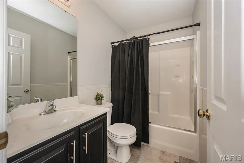 Hall bathroom upstairs has brand new flooring — 117 Black Lantern Trail, St Peters, MO 63376