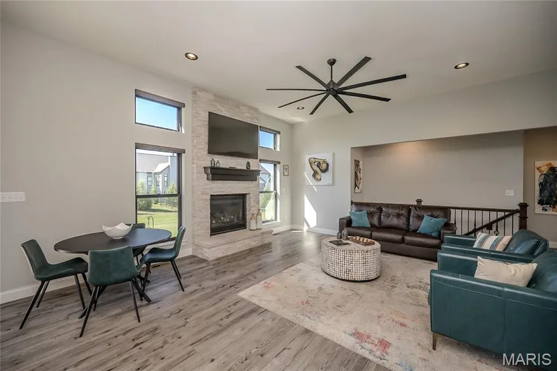 The open stairwell leads to this unfinished lower level with high ceilings and possibilities just waiting for your imagination. — 121 Eagle Estates Drive, Lake St. Louis, MO 63367