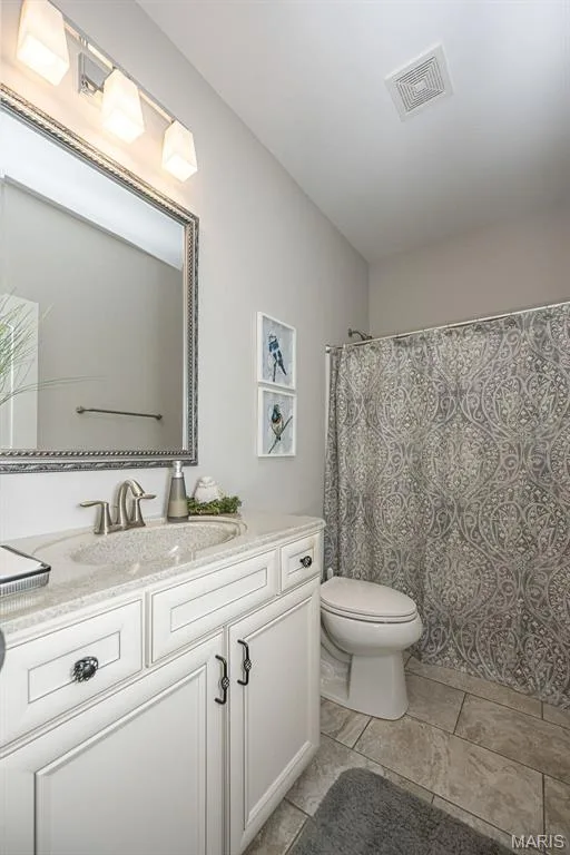 White cabinetry with dark hardware, a light-colored countertop, and a vanity-mounted sink — 1509 Woodside Hills Drive, St Peters, MO 63376