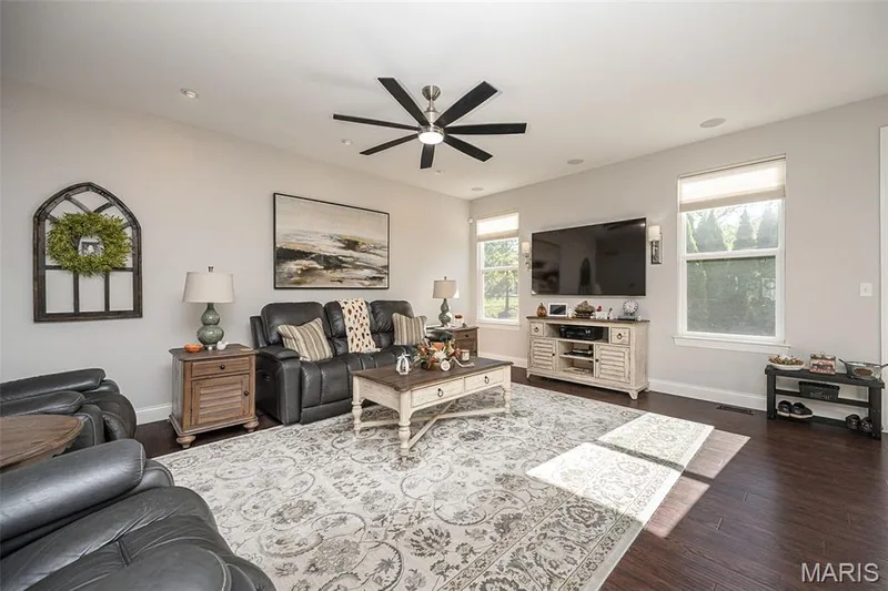 Recessed lighting, wood-finish flooring, and a ceiling fan — 1509 Woodside Hills Drive, St Peters, MO 63376