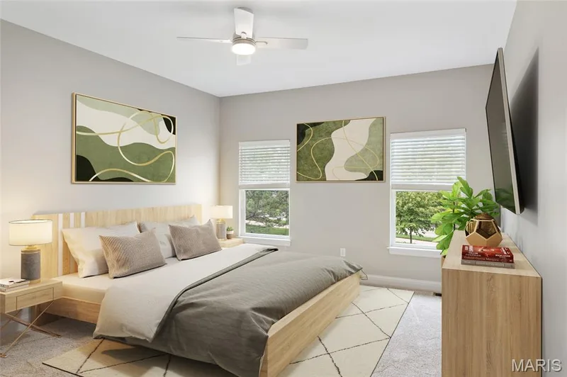 Virtually staged Primary Bedroom — 1247 Emerald Gardens Drive, St Peters, MO 63376
