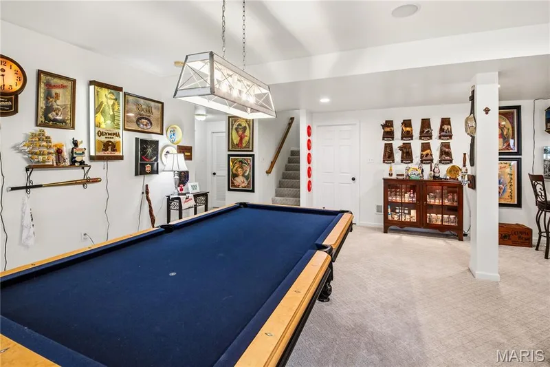Recessed lighting, light-colored carpeting, white paneled doors, and a multi-light fixture — 149 Amiot Court, Chesterfield, MO 63146