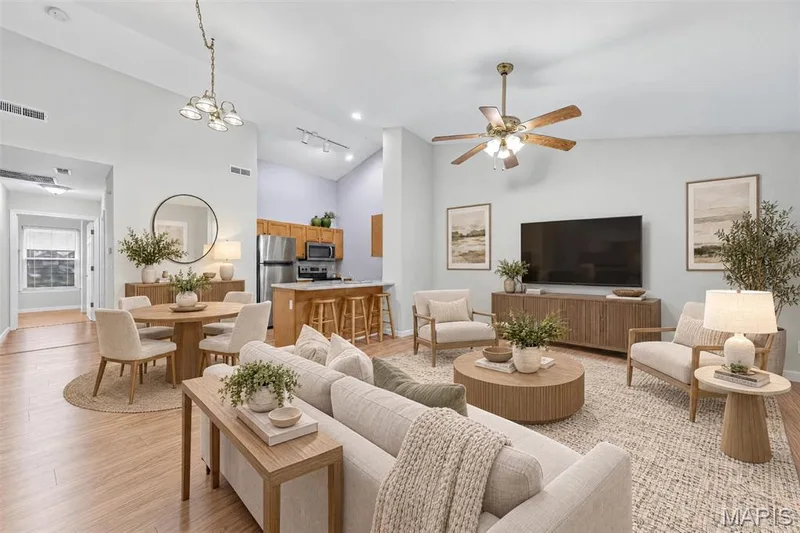 Living Room - Dinette- Virtually Staged — 128 Green Gables Drive, Wentzville, MO 63385